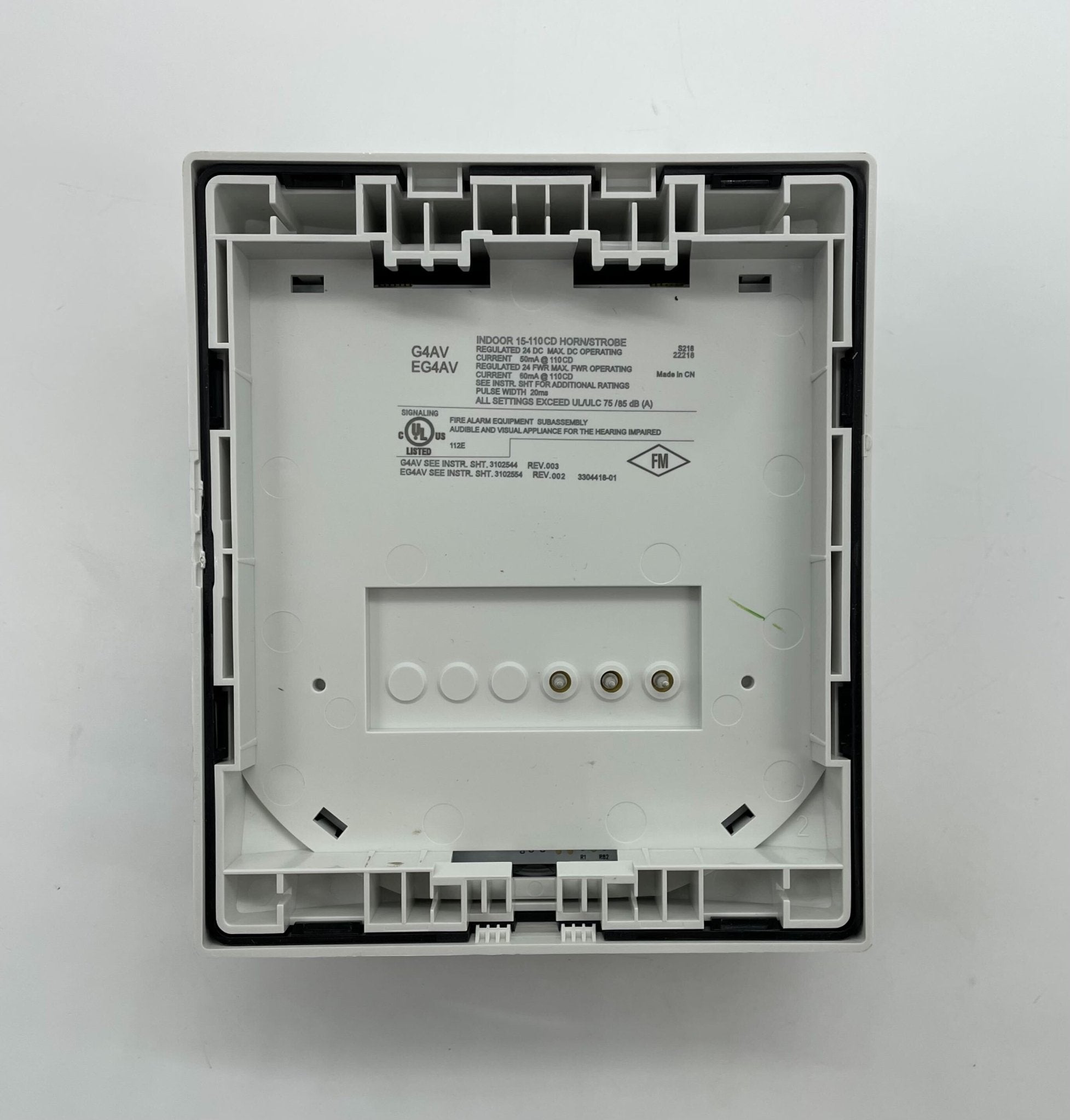 Edwards G4AVWF horn strobe alarm with red housing and mounting bracket, designed for emergency notification systems.