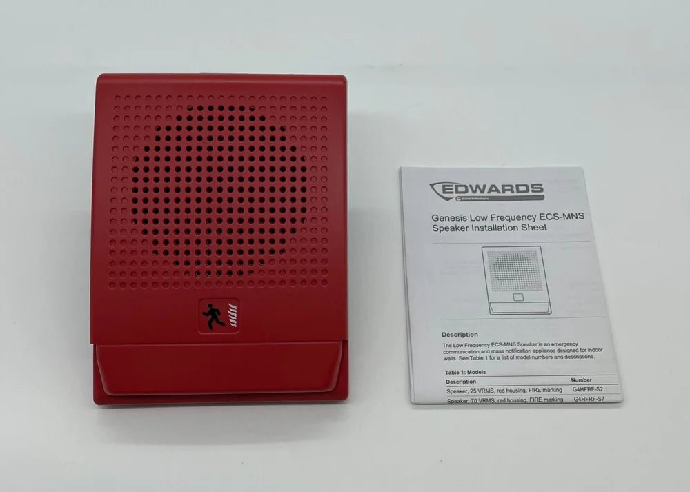 Edwards G4HFRF-S2 fire alarm sensor with alarm indicator and wiring, designed for safety and reliable fire detection.