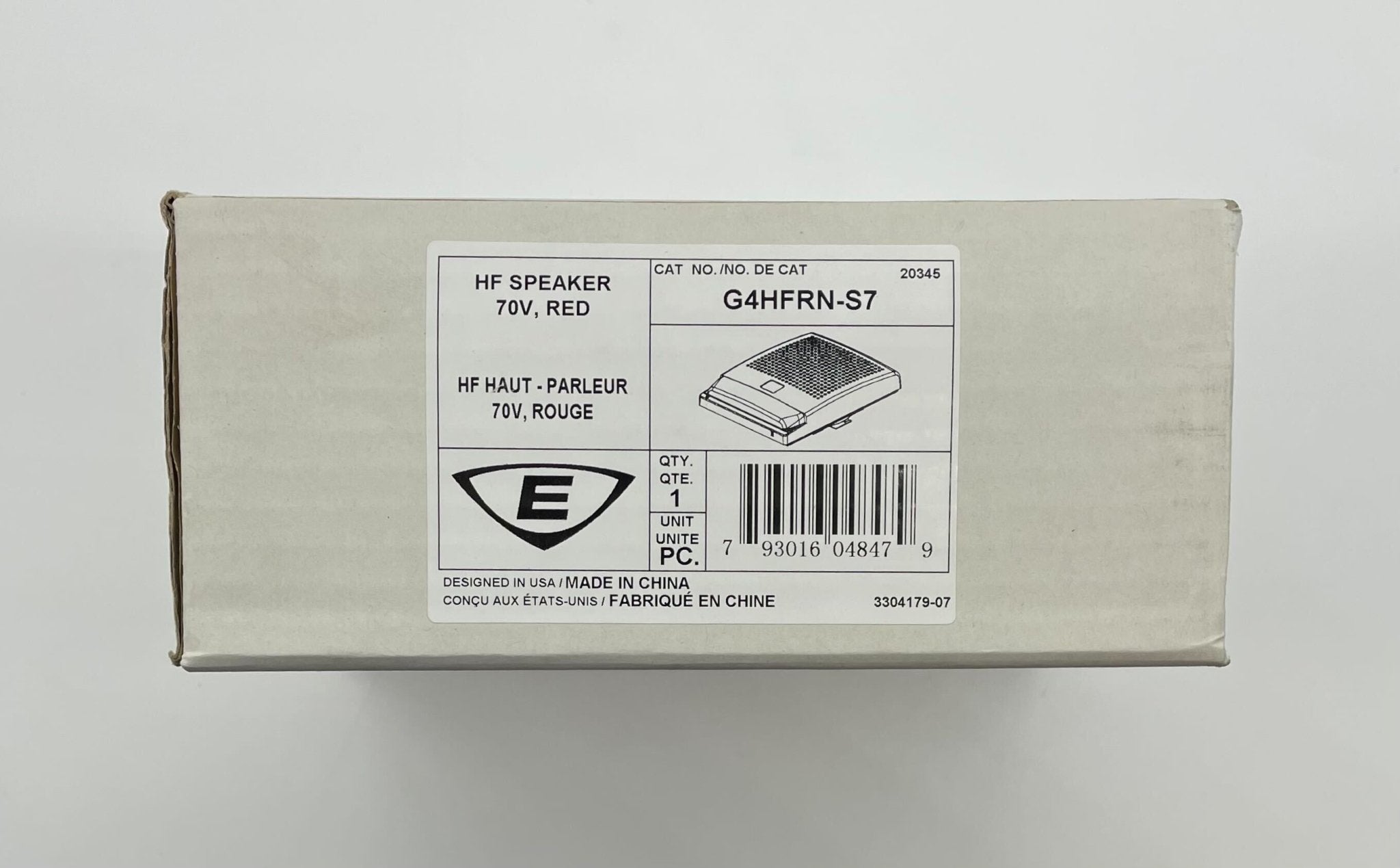Edwards G4HFRN-S7 speaker with black enclosure and grille, mounted on a wall for professional sound reinforcement.