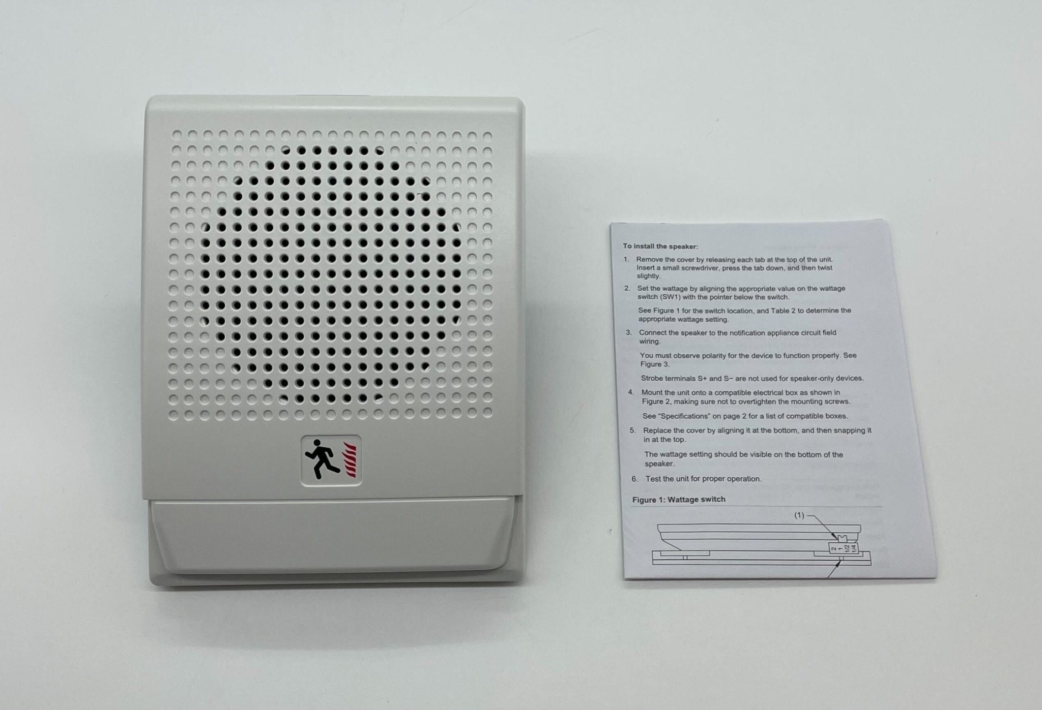 Edwards G4HFWN-S7 speaker with black enclosure and grille, mounted on a wall, showcasing professional audio equipment.
