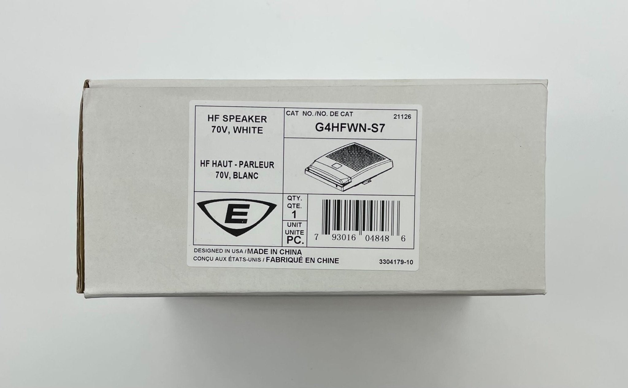 Edwards G4HFWN-S7 speaker showing black enclosure with connector terminals, designed for professional audio applications.