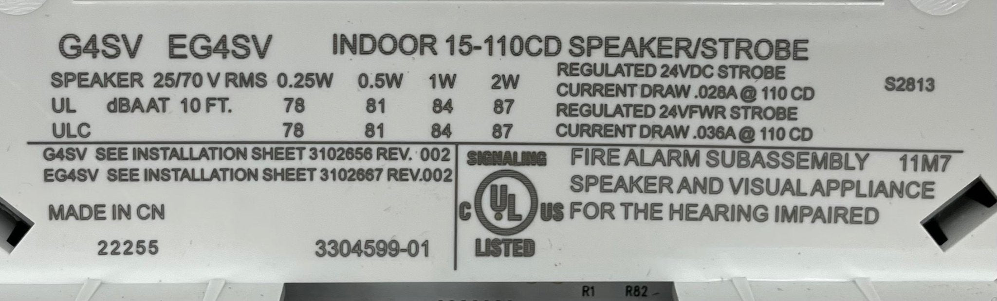 Edwards G4SVWN fire alarm mounted on ceiling, featuring smoke detection sensor and alarm horn for fire safety.
