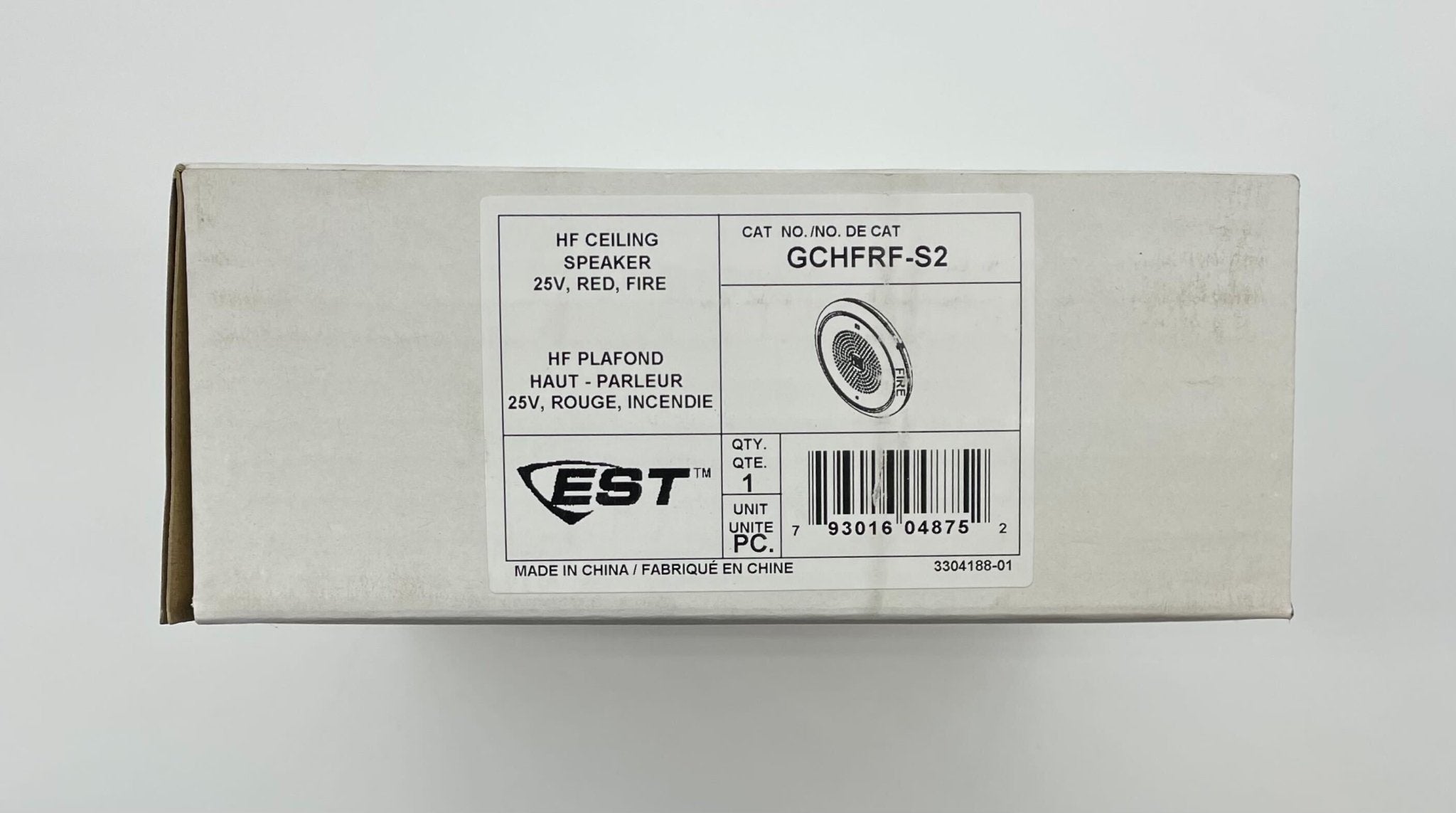 Edwards GCHFRF-S2 speaker from Edwards, showing a sleek black sound device with mounting brackets and control knobs.