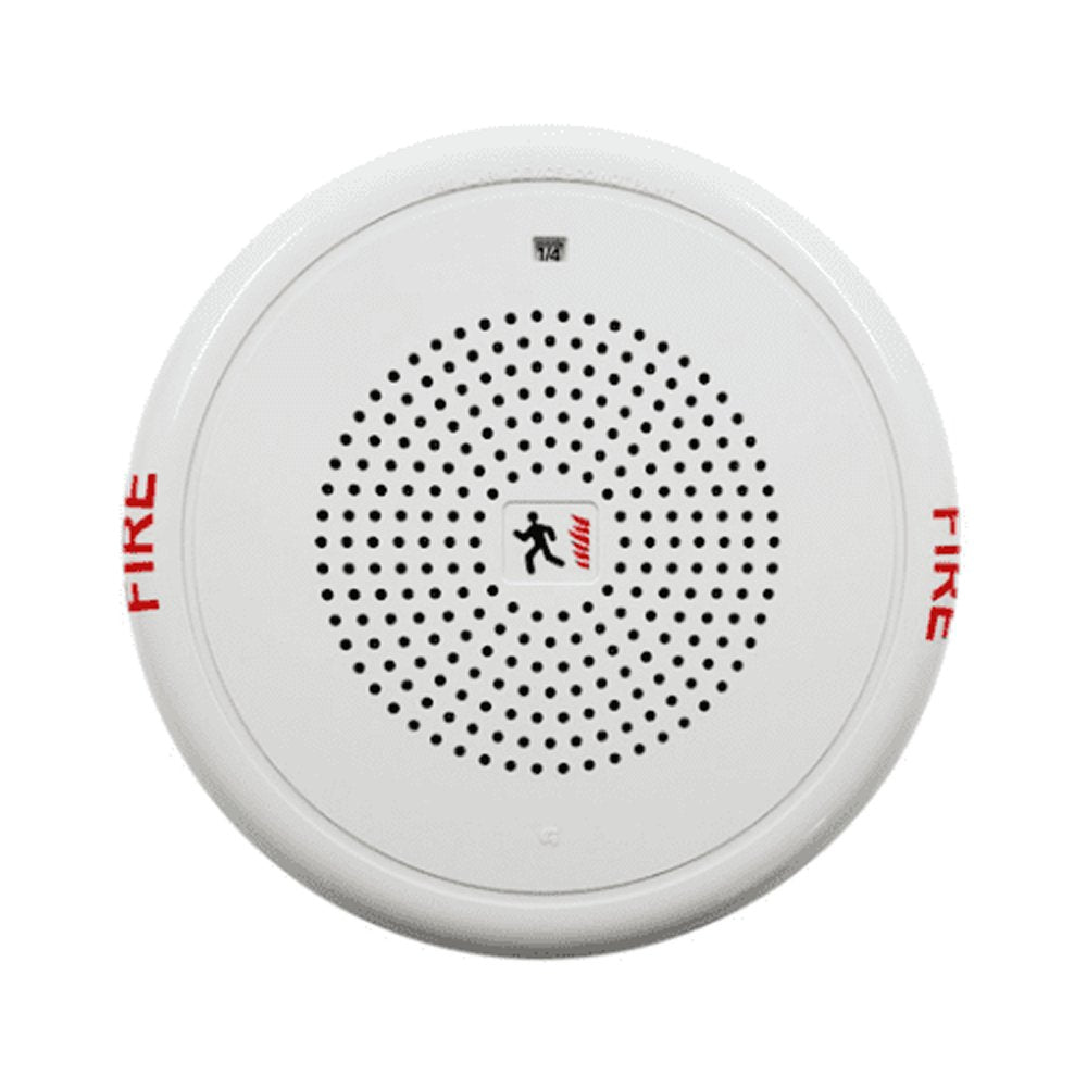 Edwards GCHFWF-S2 fire alarm control panel mounted on wall with digital display and control buttons.