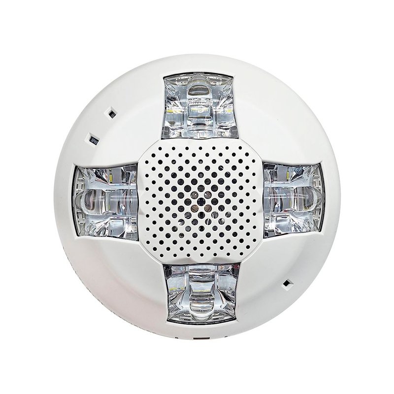 Edwards GCSVWN fire alarm smoke detector with alarm indicator and mounting bracket, designed for safety and reliable fire detection.