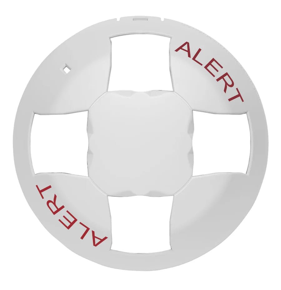 Edwards GCVWA-CVR fire alarm cover with safety label, designed for Edwards fire alarm systems, secure and clearly visible.