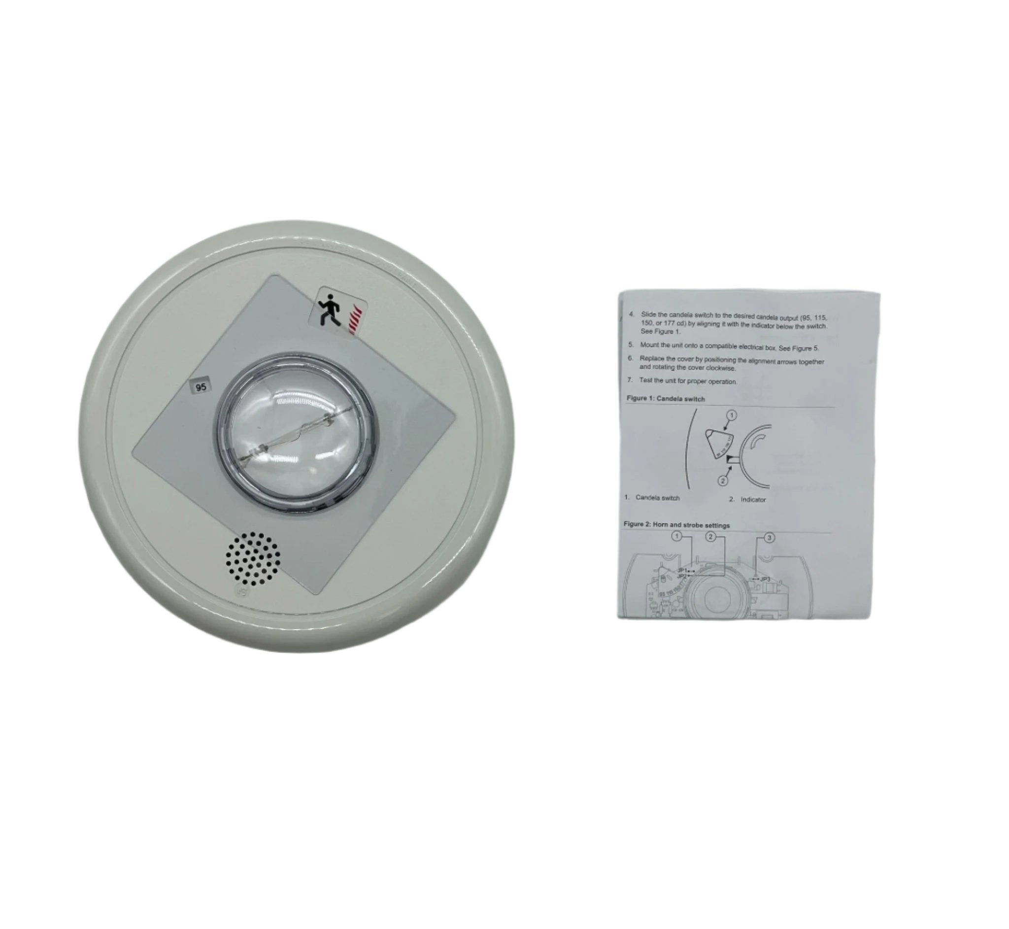 Edwards GC-HDVMH horn strobe alarm device mounted on wall, black finish, used for emergency alert signaling.