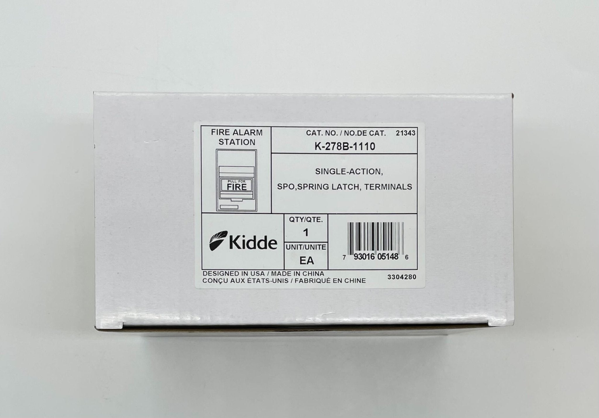 Kidde K-278B-1110 pull station fire alarm switch mounted on a wall for emergency safety.