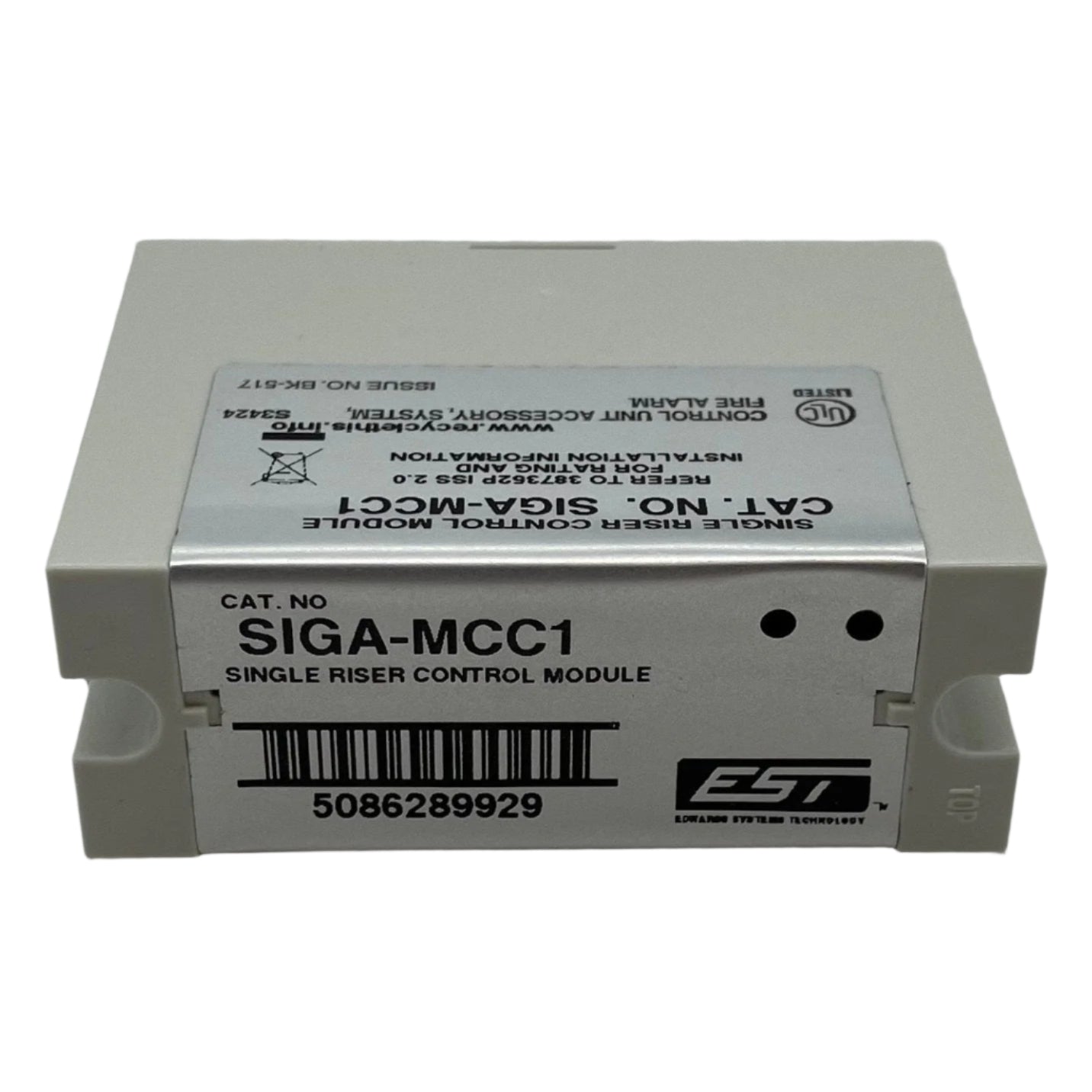 Edwards SIGA-MCC1 module with Jem Systems Canada branding, showing a compact industrial control module with electronic components.