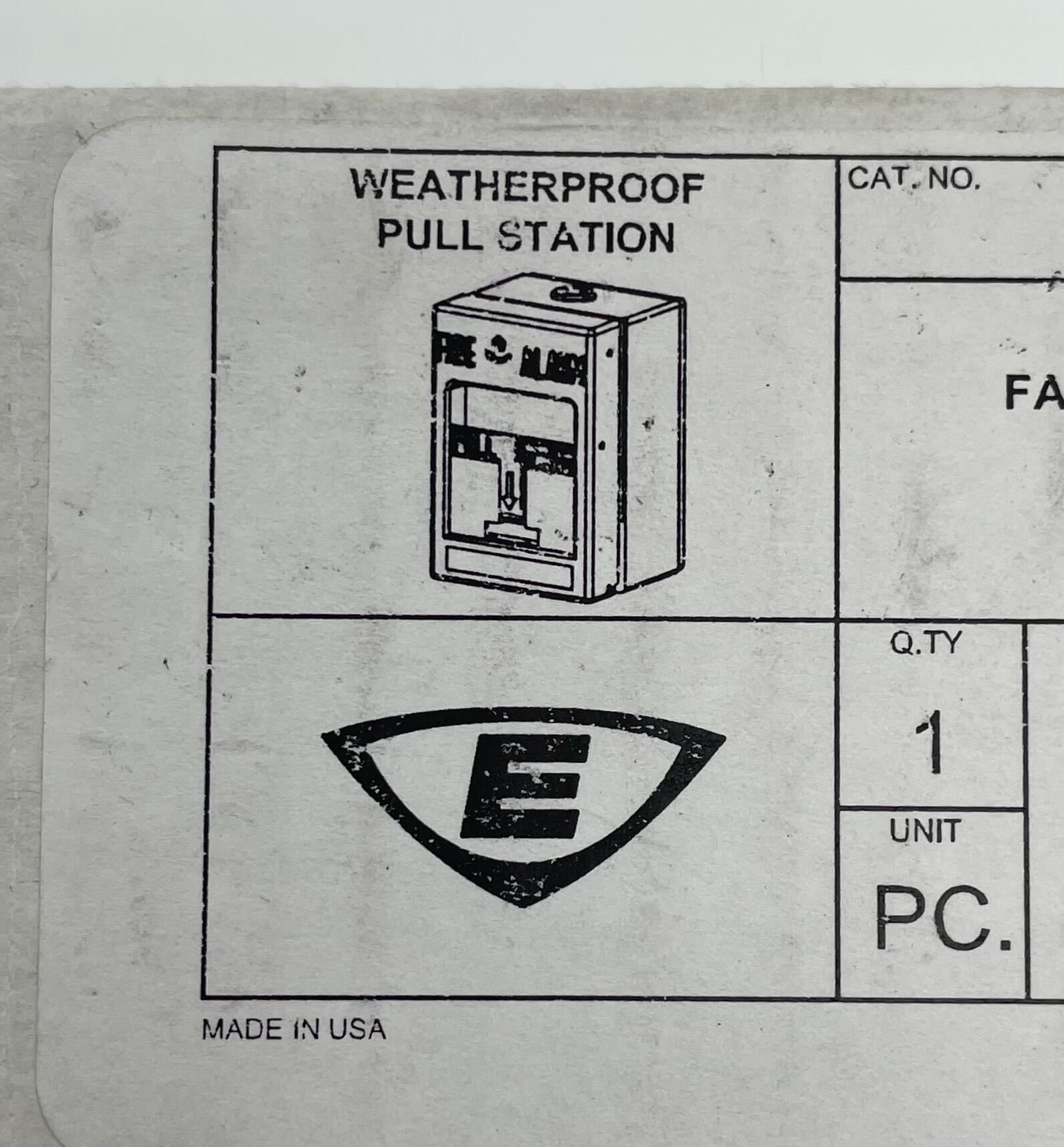 Edwards MPSR2-SHTW-GE fire alarm pull station with white cover and emergency signage, mounted on a wall.