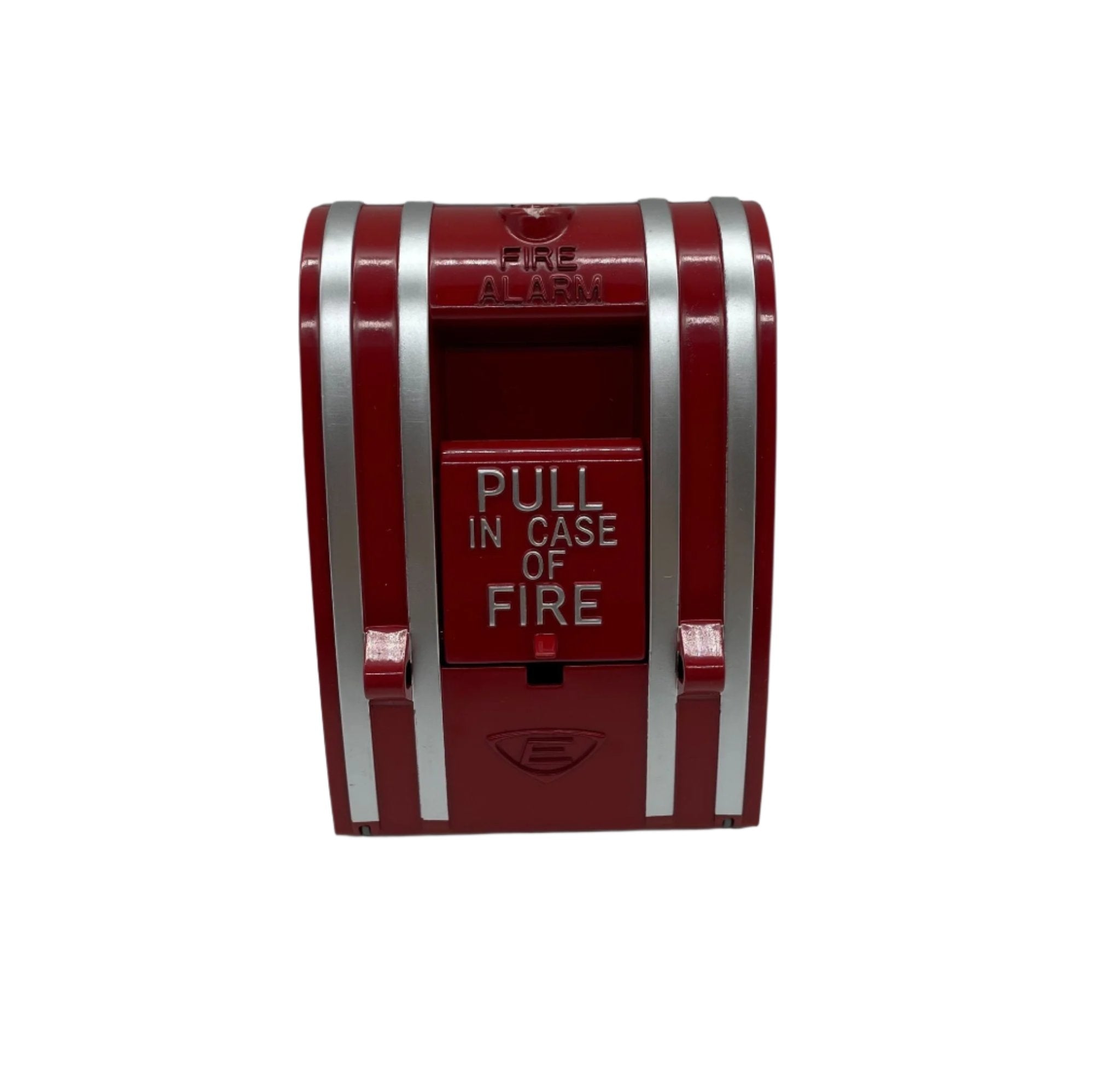 Edwards 270-DPO pull station mounted on wall, used for emergency fire alarm activation, with clear labeling and safety features.