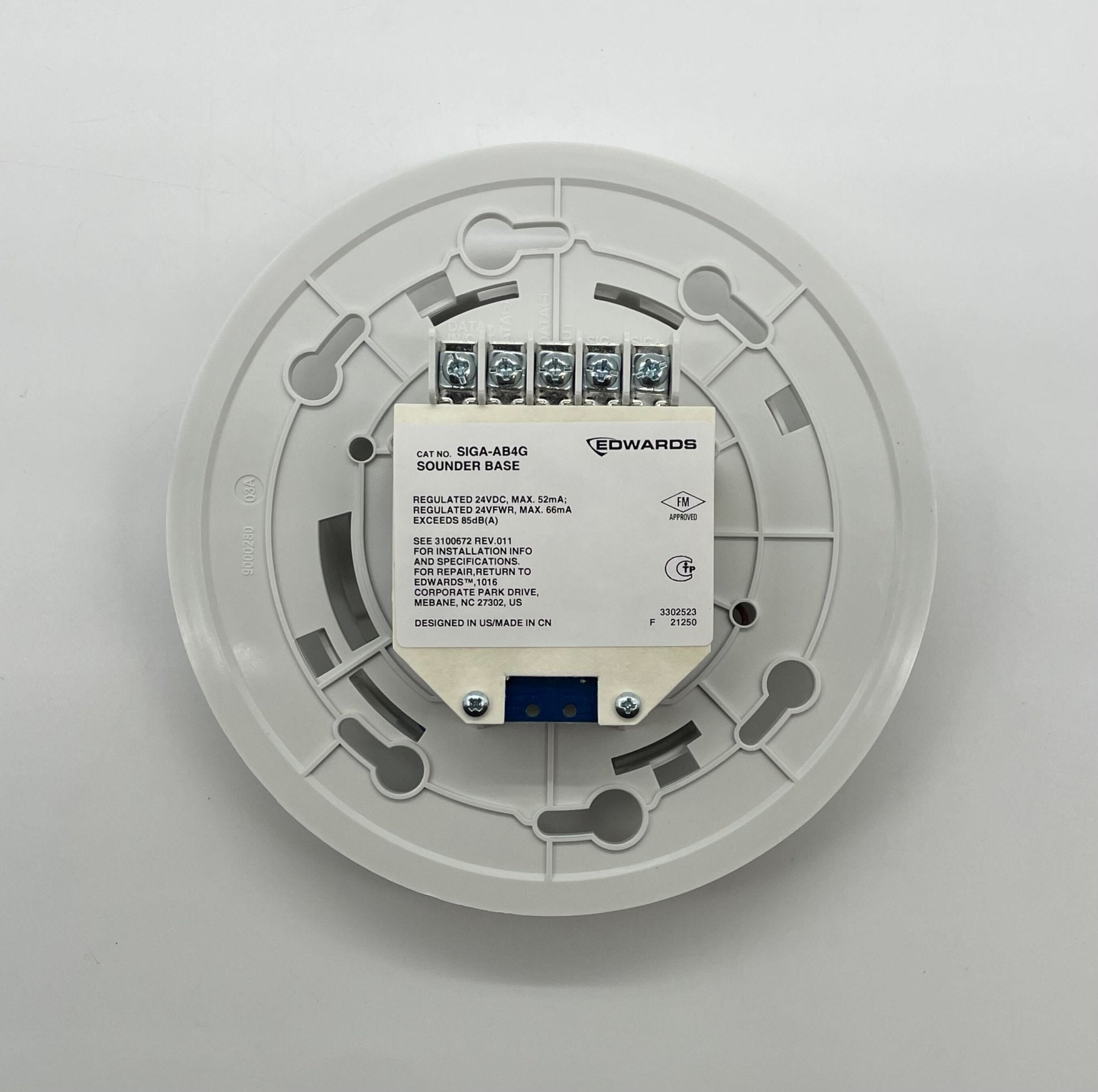 Edwards SIGA-AB4G base for vacuum systems, shown in a close-up view of the metallic component with mounting features.