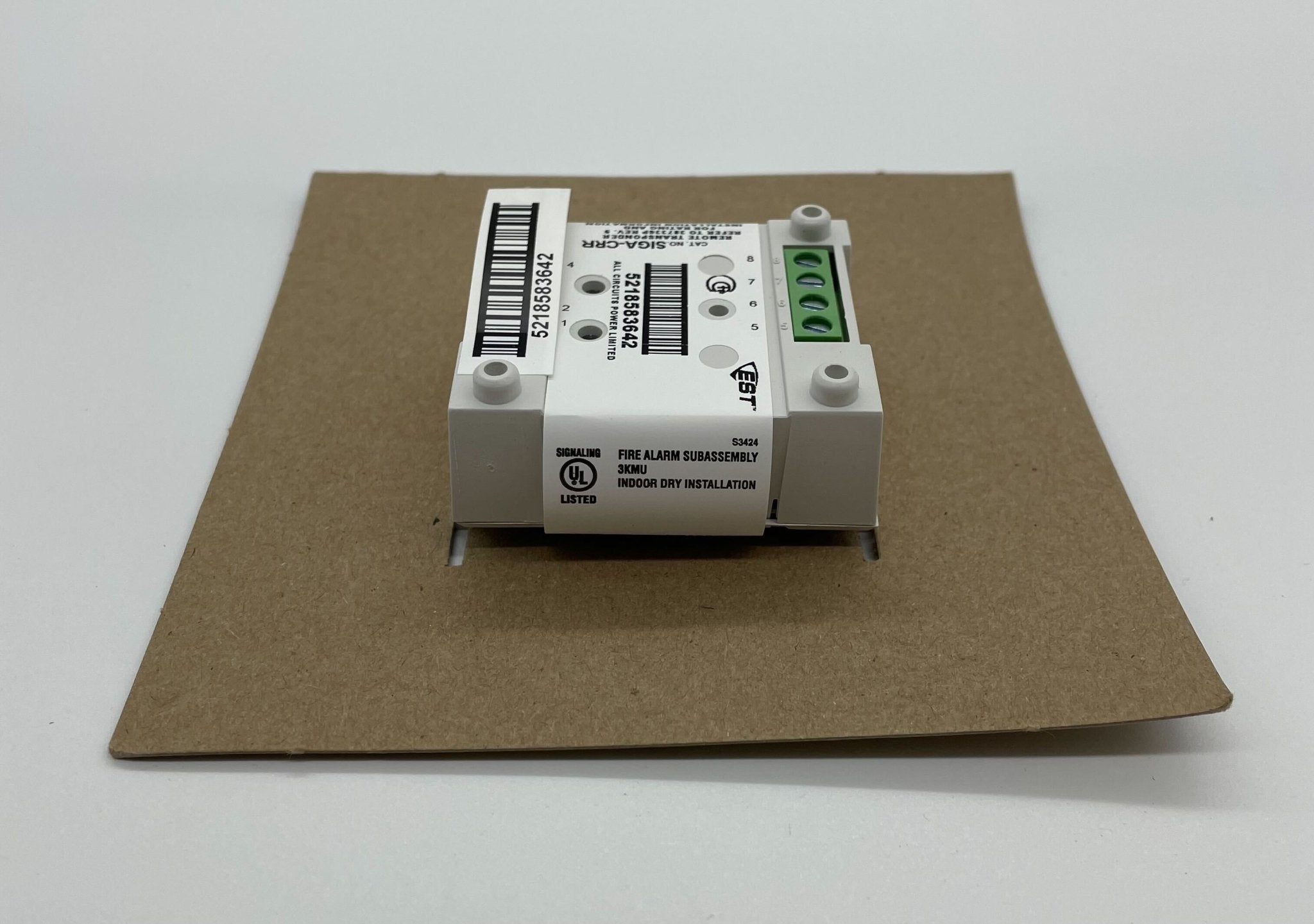 Edwards SIGA-CRR Polarity Reversal Relay Module with black and green circuit board and connection ports.