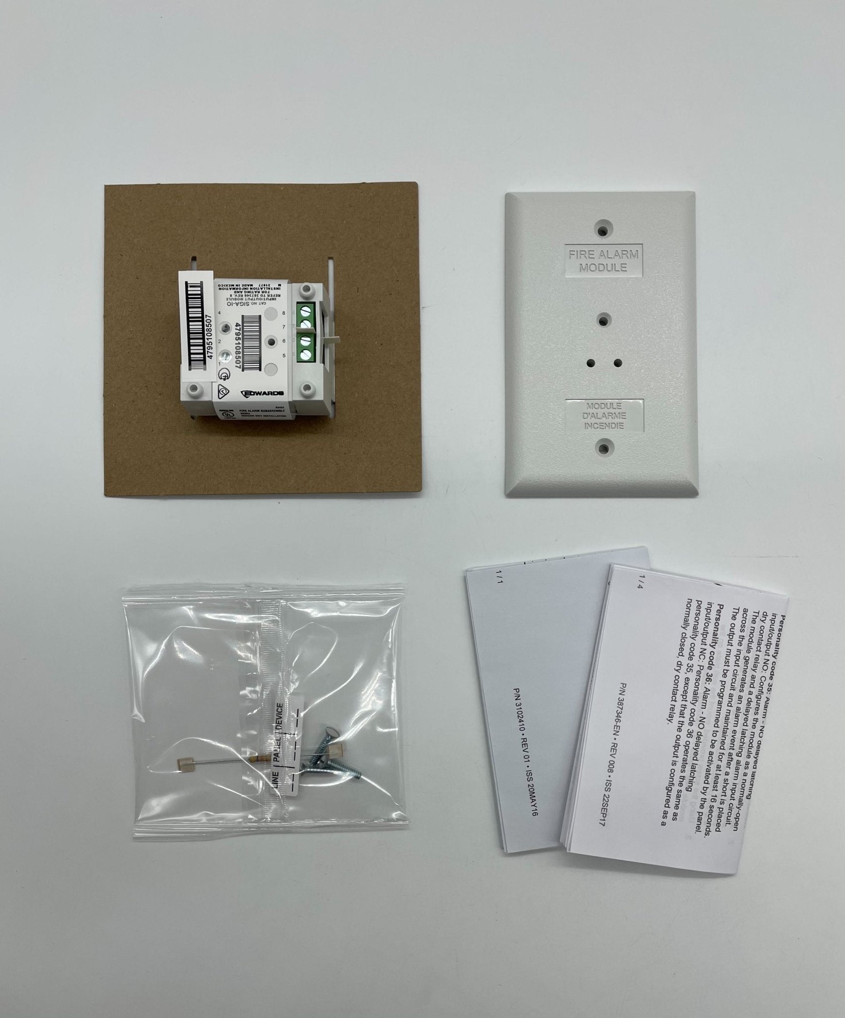 Edwards SIGA-IO modules by Jem Systems Canada, featuring industrial control modules with connectors and electronic components.