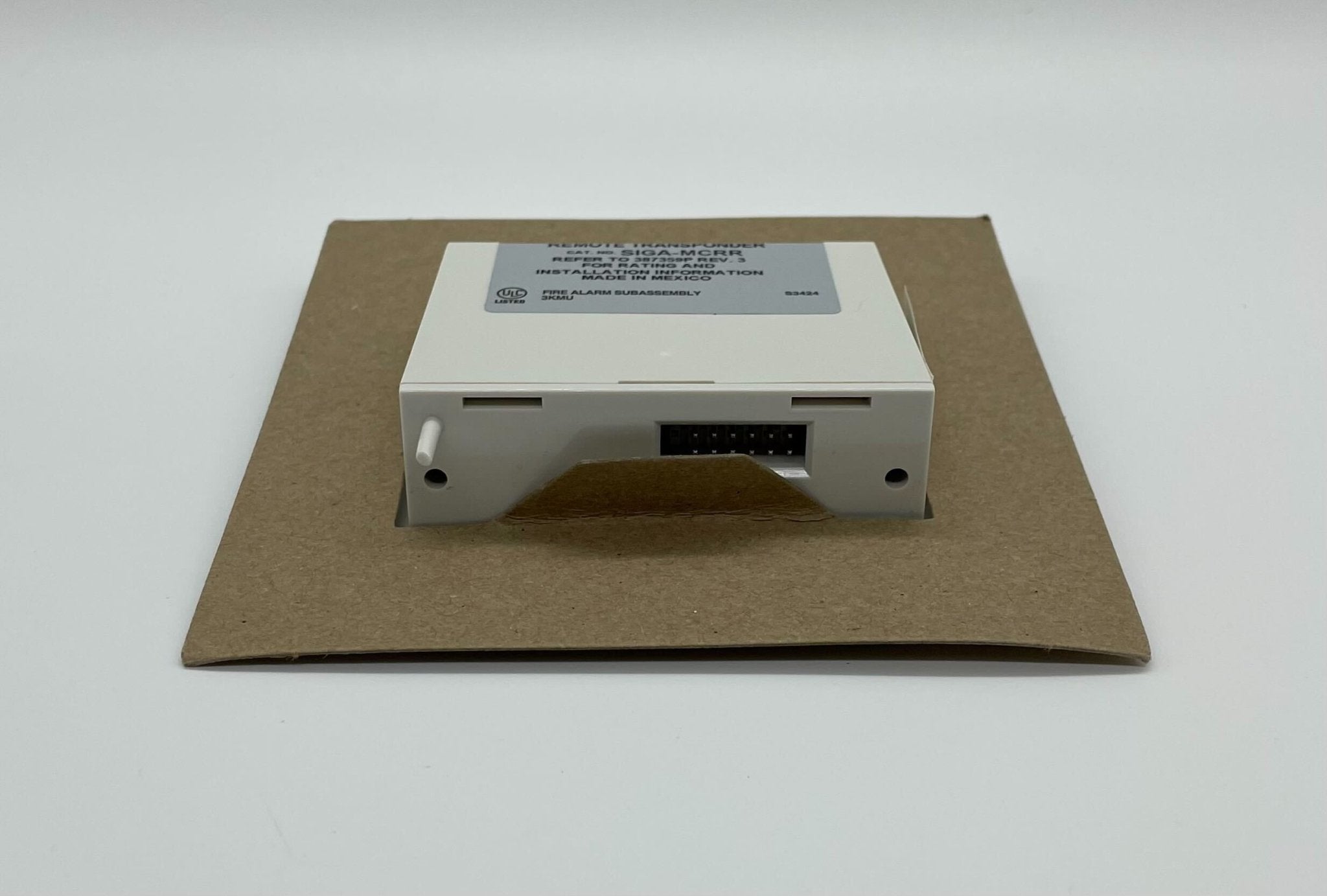 Edwards SIGA-MCRR modules by Jem Systems, showing the compact industrial control modules with detailed labeling.