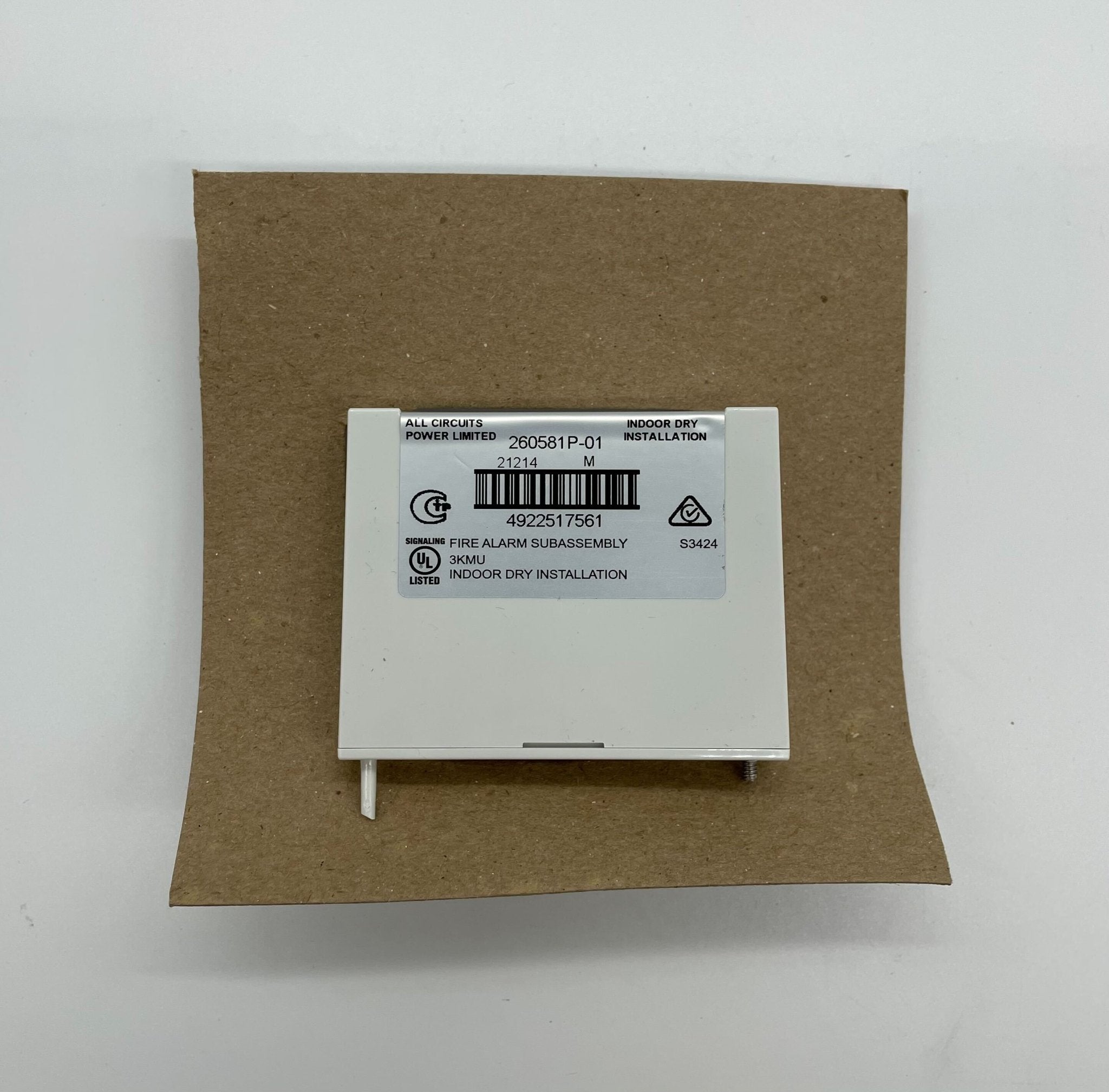 Edwards SIGA-MCT2 module on a white background, showing its compact design and connection ports.