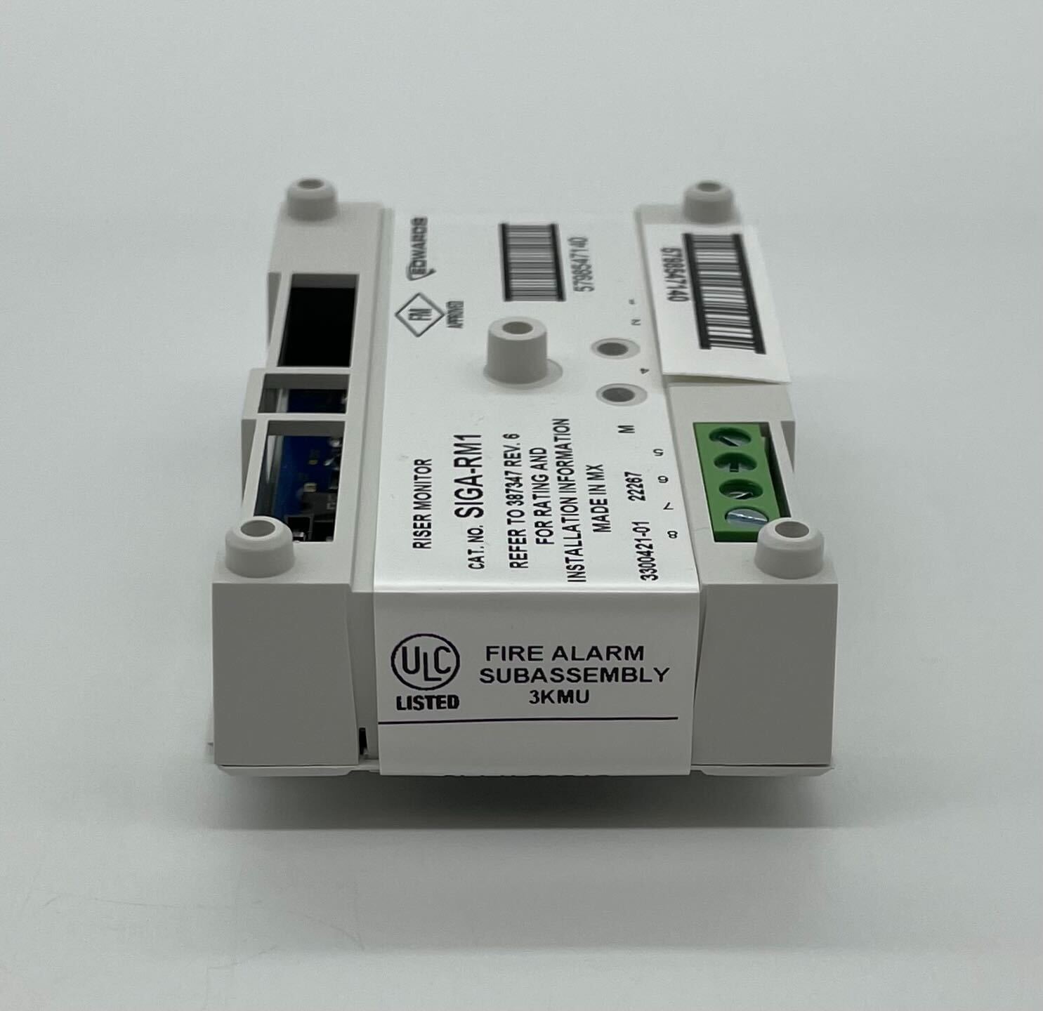 Edwards SIGA-RM1 modules for industrial systems, shown in a close-up image with electronic components and wiring.