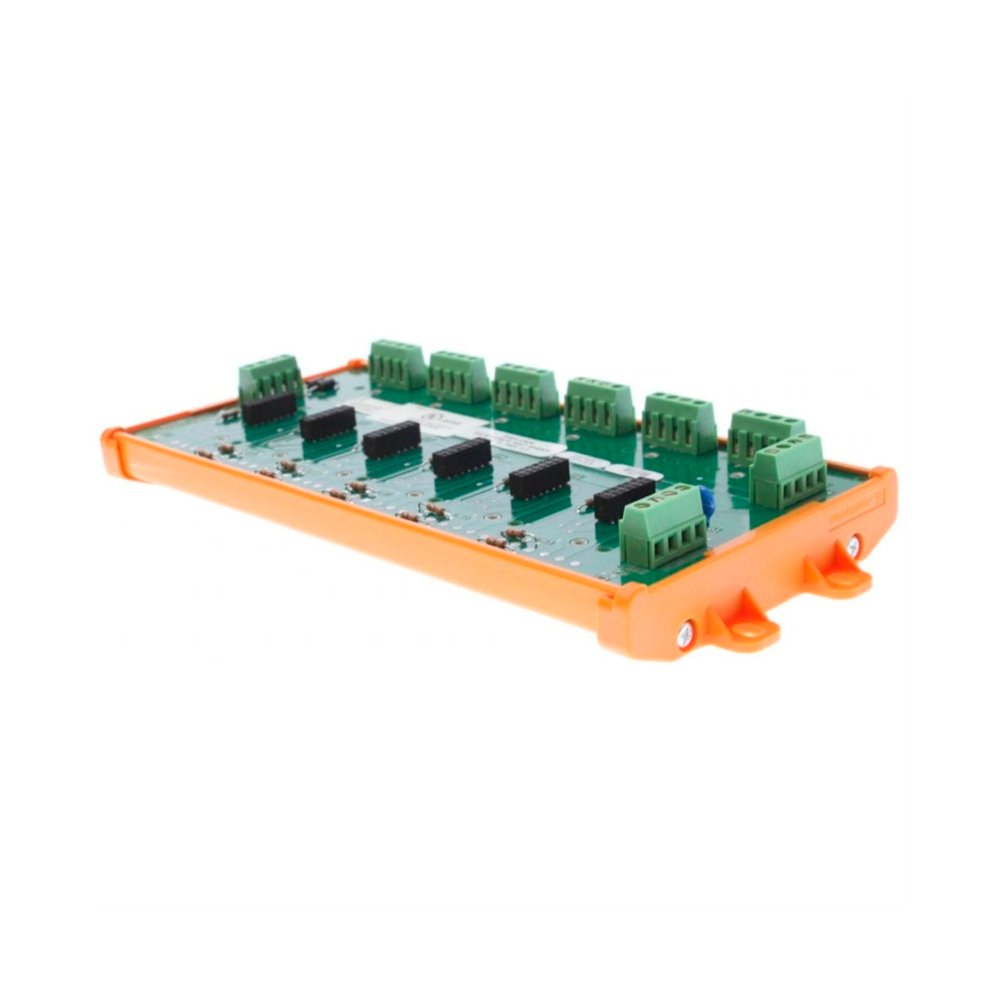 Edwards SIGA-UIO6 module for fire alarm systems, shown with wiring and connection ports, used in safety and security installations.