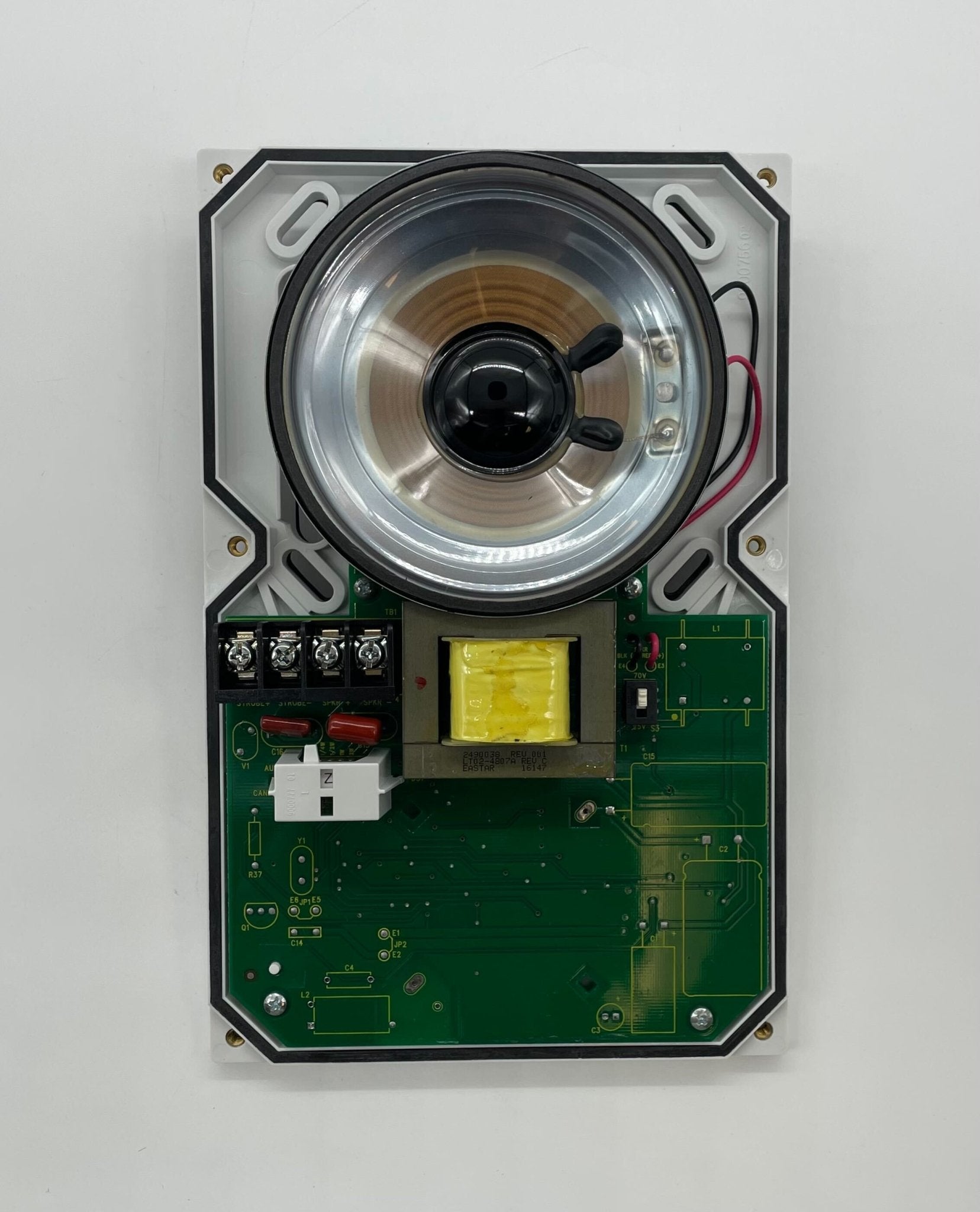 Edwards WG4RF-S speaker with rugged enclosure, designed for professional audio applications, shown in a close-up view.