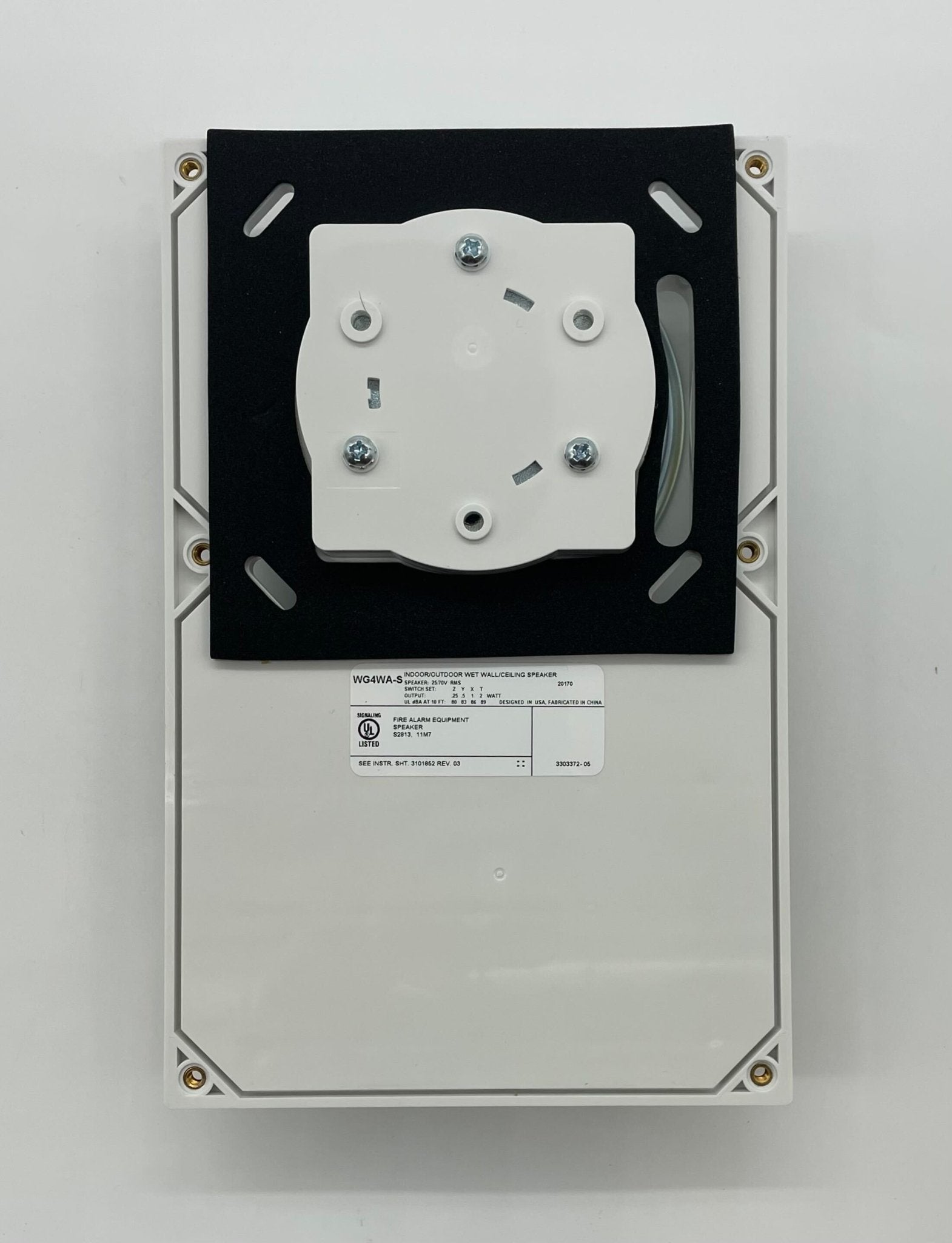 Edwards WG4WA-S speakers with black enclosures and mounting brackets, designed for professional audio applications.