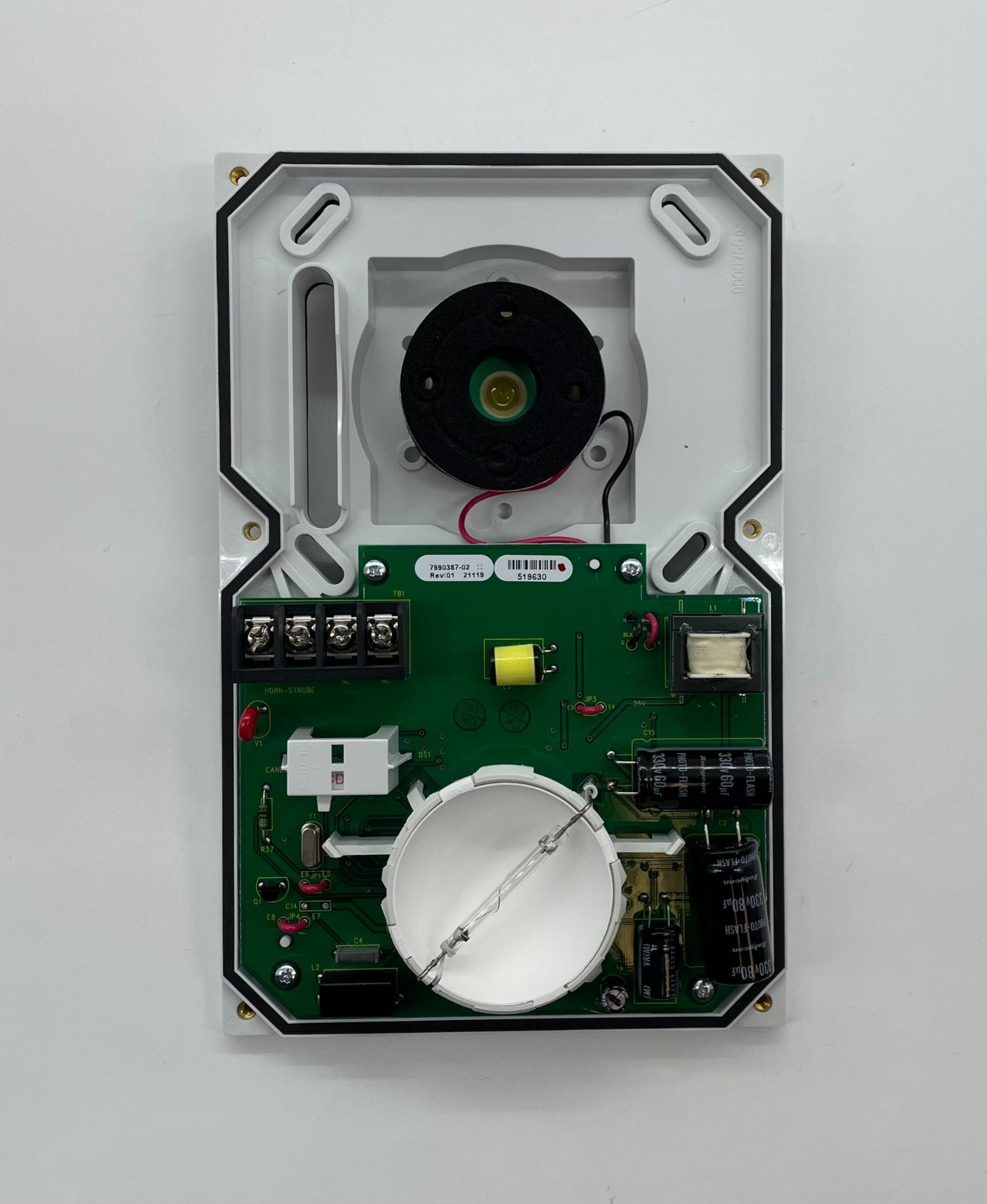 Edwards WG4WN-HVMHC strobe light with rugged housing, mounted on a panel, used for industrial warning and signaling applications.