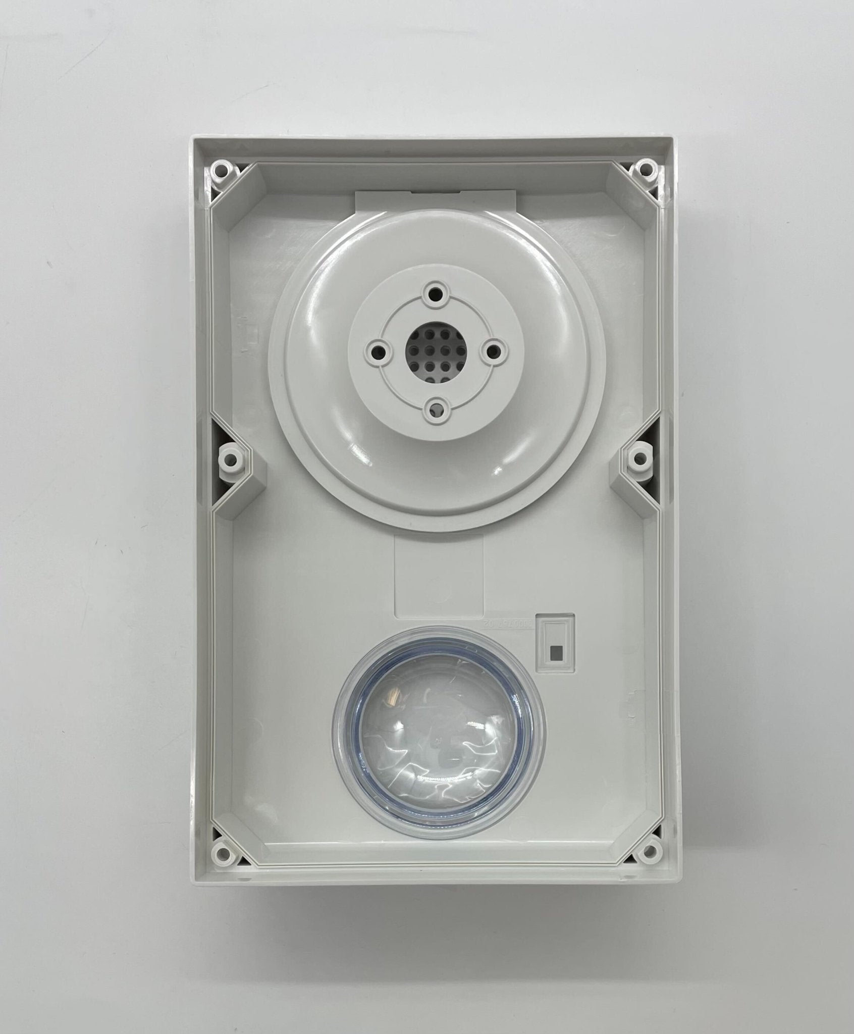 Edwards WG4WN-HVMHC strobe light, industrial safety warning device, mounted on equipment with visible wiring and mounting bracket.