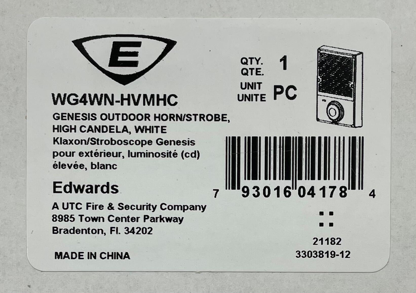 Edwards WG4WN-HVMHC strobe light with high visibility housing, used in industrial safety and warning systems.