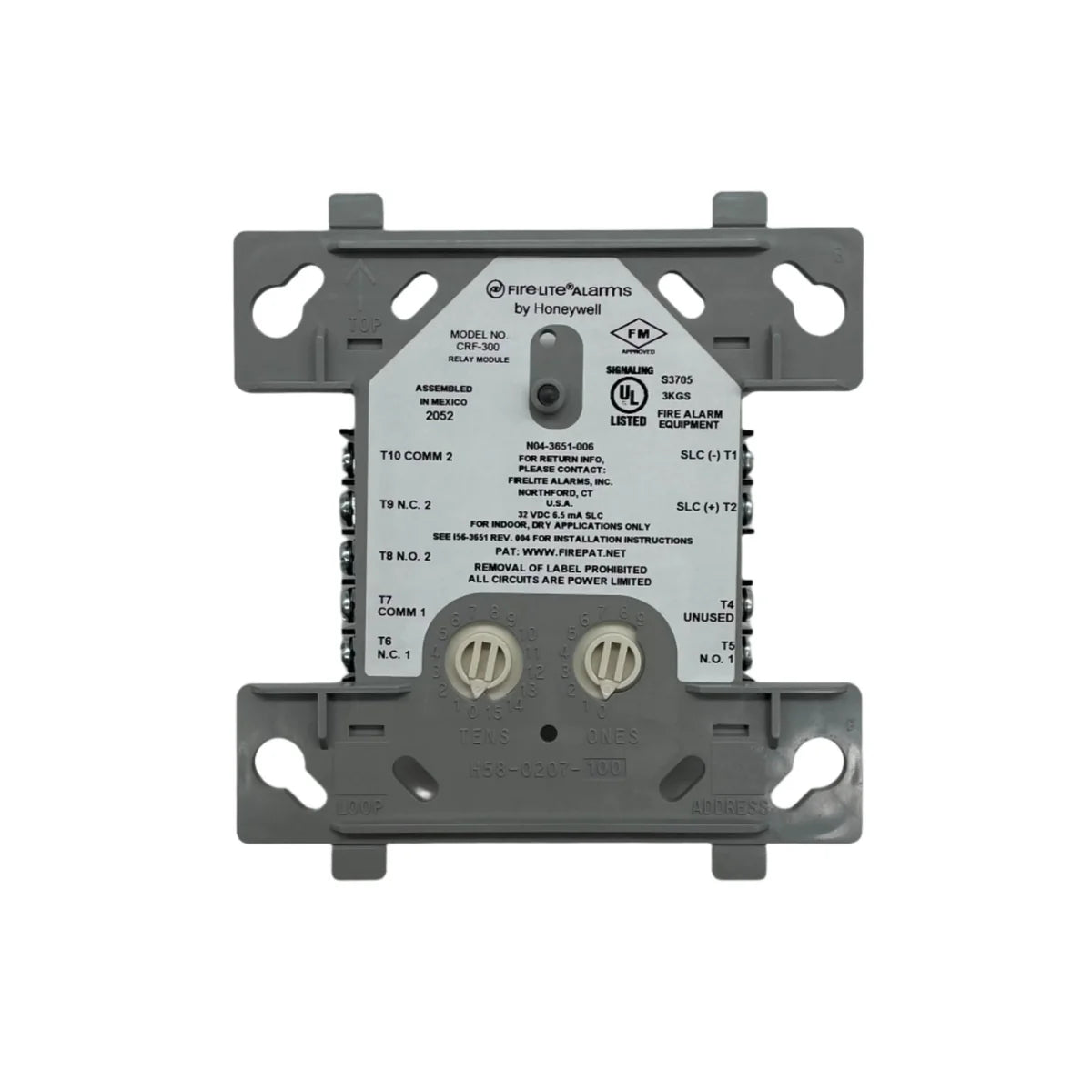 Firelite CRF-300 fire alarm control panel by Fire-Lite, with digital display and keypad for fire system management.