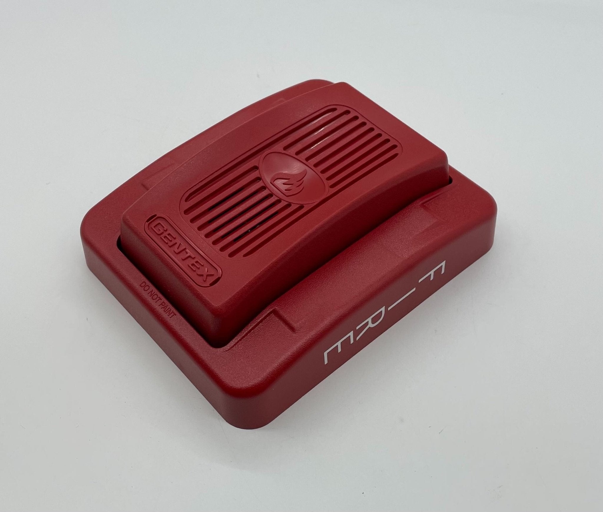 Gentex GEH24-R horn with red and black wiring, designed for vehicle alarm and security systems.