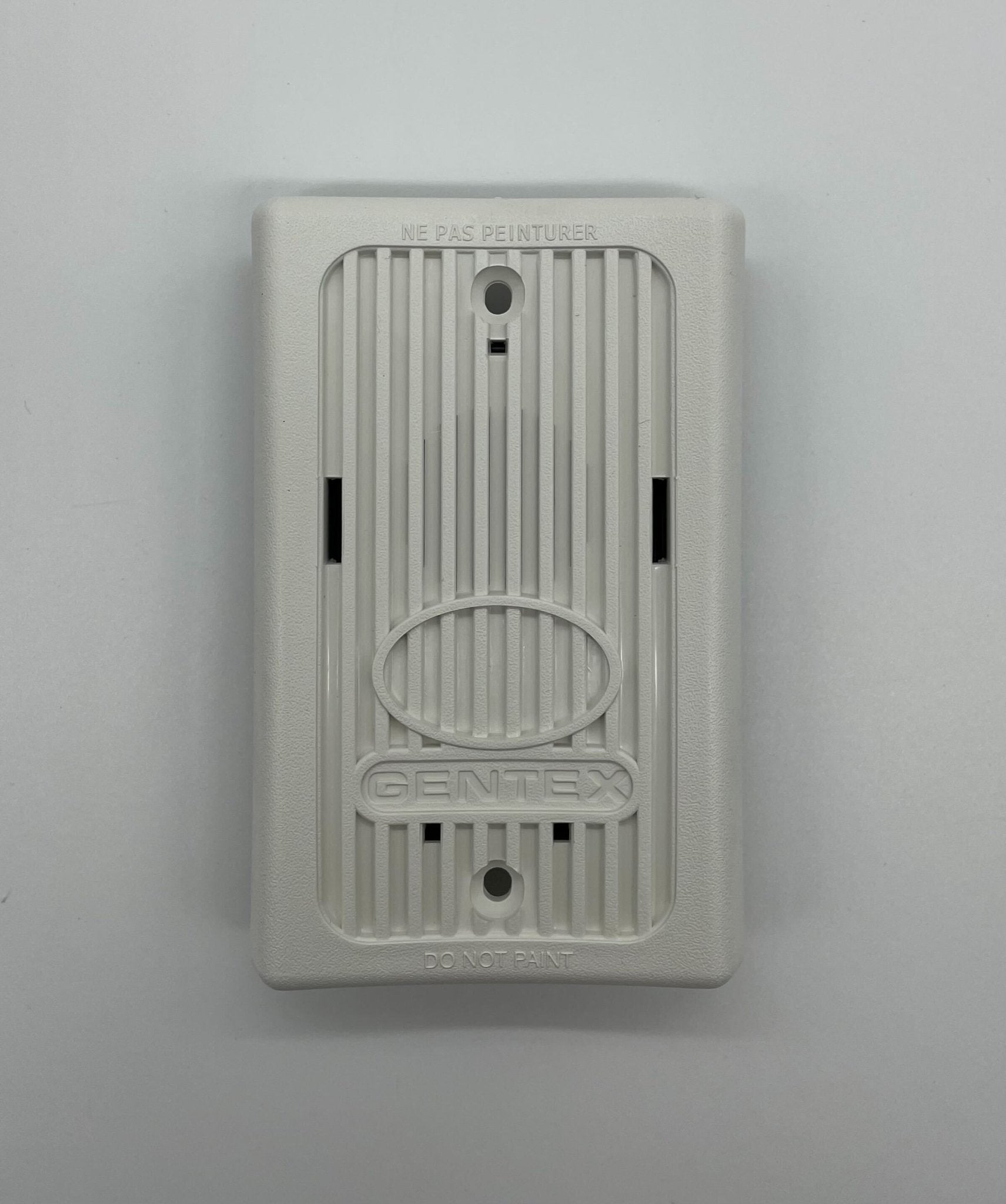 Gentex GX93-PW horn with black housing and mounting bracket, designed for vehicle alarm and warning systems.