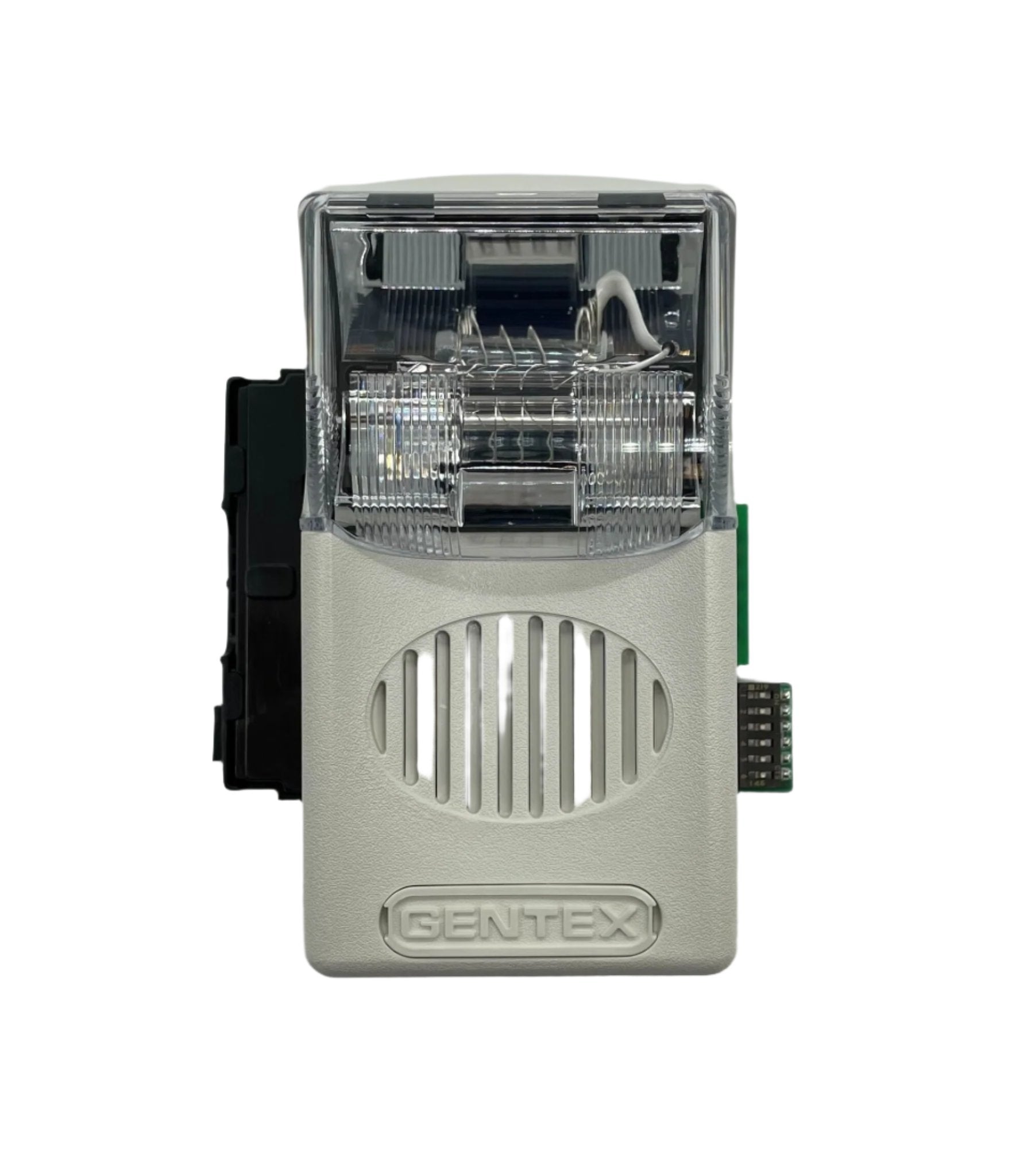 Gentex fire alarm system sensor with multiple detection zones and wiring connections, designed for building safety.