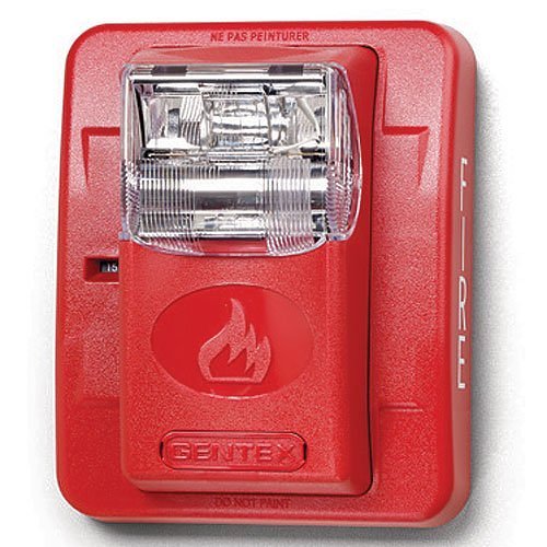 Gentex GES3-24WR strobe light with clear lens and mounting base, designed for emergency warning systems.