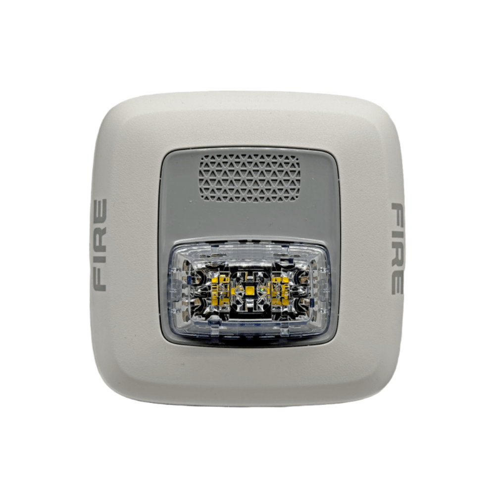 Gentex GSW fire alarm system sensor with white enclosure and mounting hardware, designed for fire safety and alarm detection.