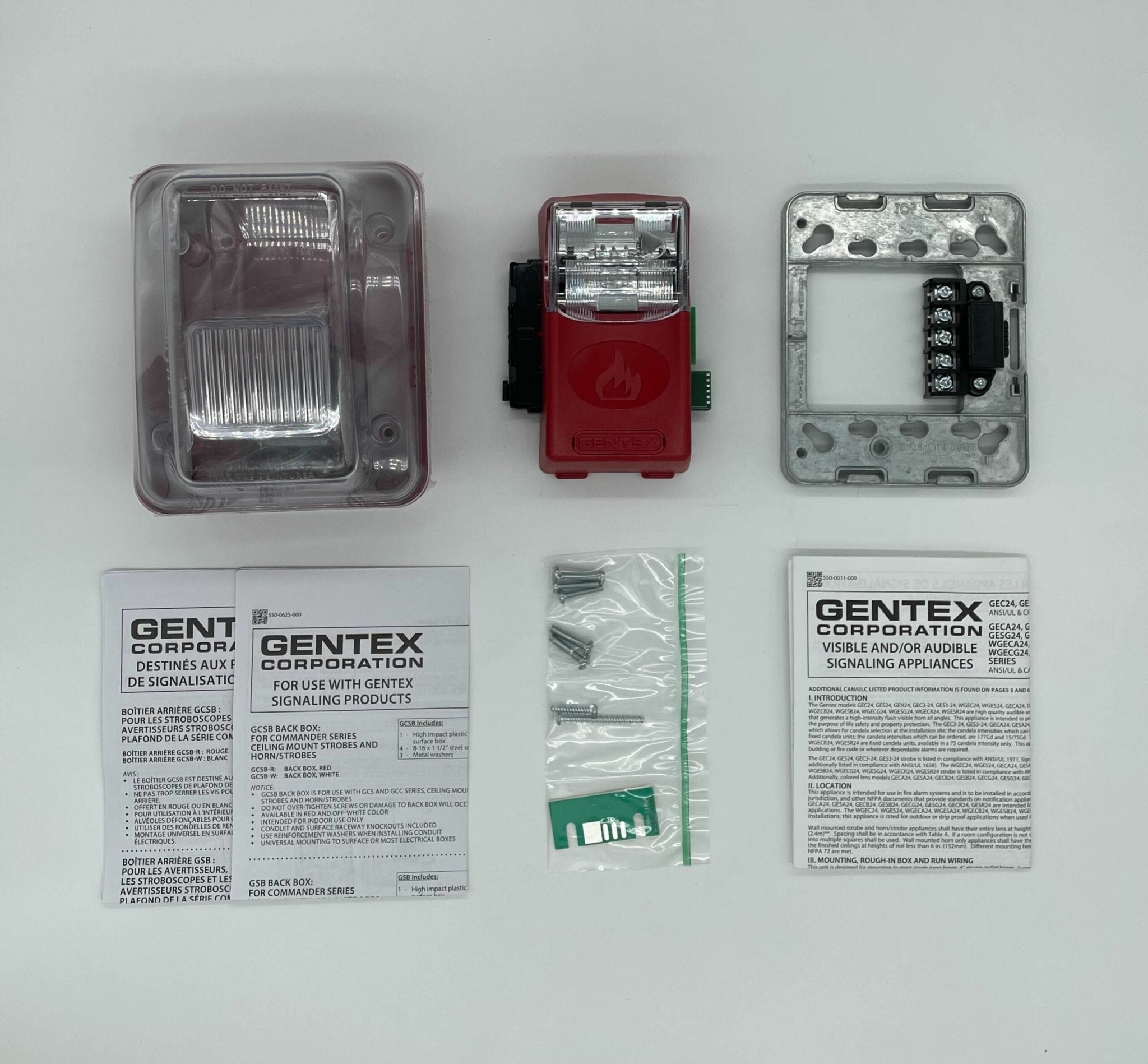 Gentex WGES24-75WR strobe light with clear lens and mounting base, designed for emergency warning and signaling.