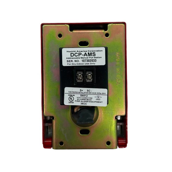 Hochiki DCP-AMS fire alarm control panel with digital display and control buttons, used for fire detection systems.