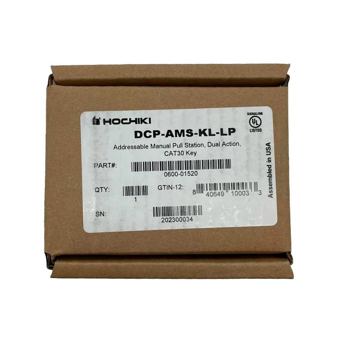 Hochiki DCP-AMS-KL-LP fire alarm control panel with LCD display, used in safety and security systems.