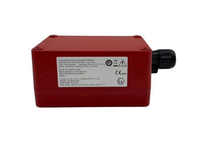 Honeywell FSL100-UVIR security sensor with ultraviolet and infrared detection for enhanced safety.