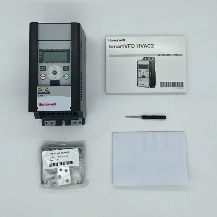 Honeywell HVFD2D3B0015 smart thermostat showing digital display and control buttons on a sleek wall-mounted unit.
