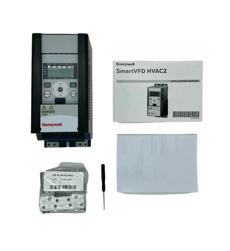 Honeywell HVFD2D3C0015E2 variable frequency drive with digital display and control panel for industrial applications