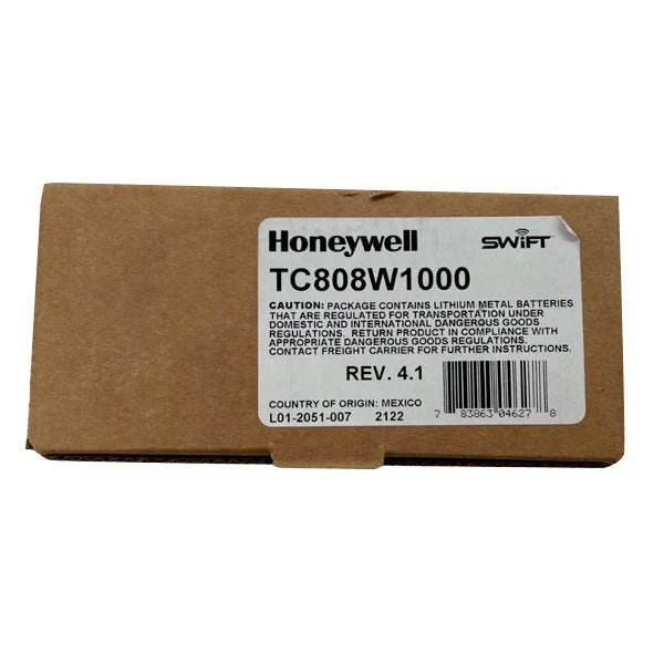 Honeywell TC808W1000 digital thermostat showing temperature display and control buttons for home climate management.