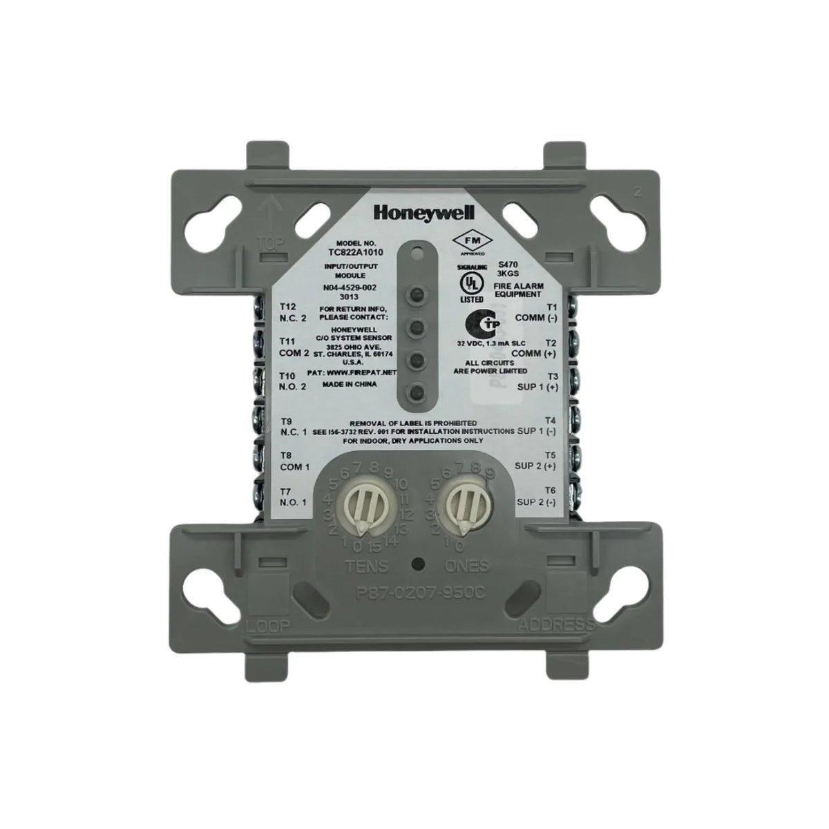 Honeywell TC822A1010 digital temperature control thermostat mounted on a wall with display and control buttons.