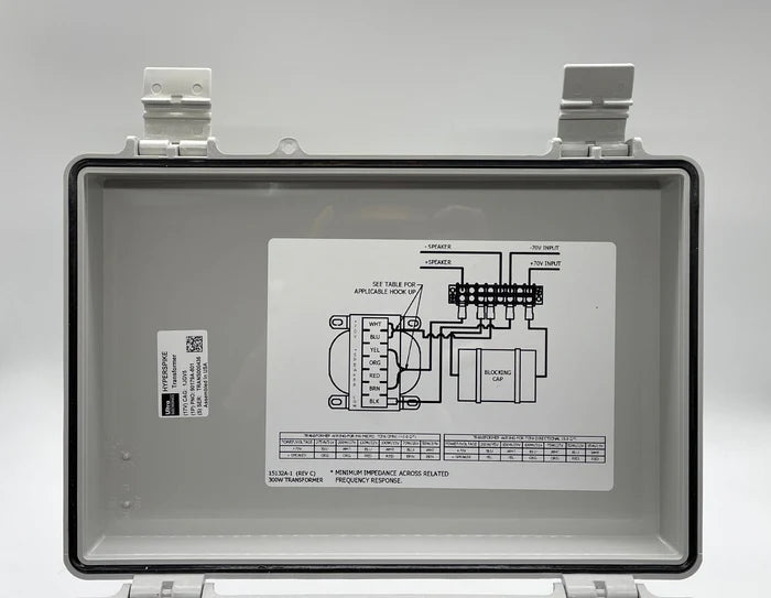 HyperSpike 90179A-801 loudspeaker unit with black casing, designed for industrial sound applications, featuring a compact, rugged build.