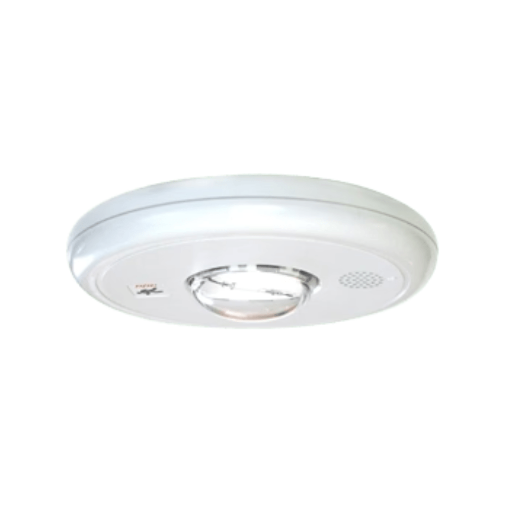 Kidde EGC-HDVMH smoke and carbon monoxide detector mounted on a ceiling in a home interior.