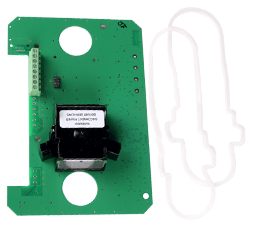 Edwards SD-4WPCBT duct detector installed in HVAC duct system, featuring compact design and sensor components for airflow monitoring.