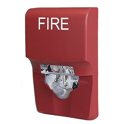 Edwards EG1VRF fire alarm with digital display and sensor, mounted on wall for early fire detection in commercial buildings.