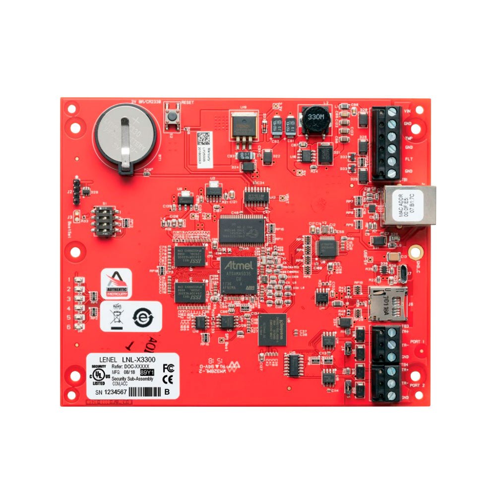 Lenel LNL-X3300 security board from Lenel, showing electronic circuit board with components and connectors.
