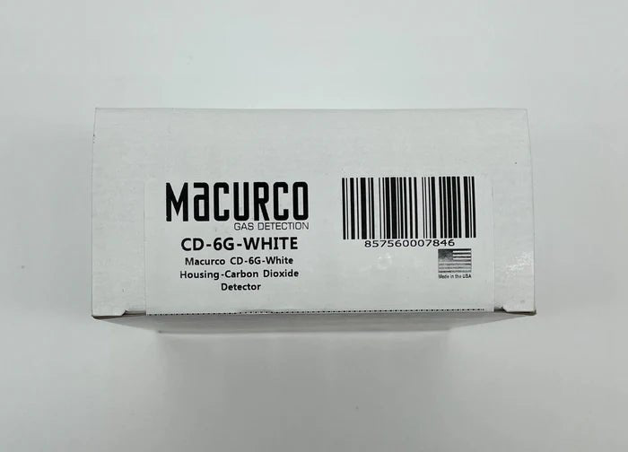 Macurco CD-6G gas detector with digital display and sensor, designed for indoor gas monitoring and safety.