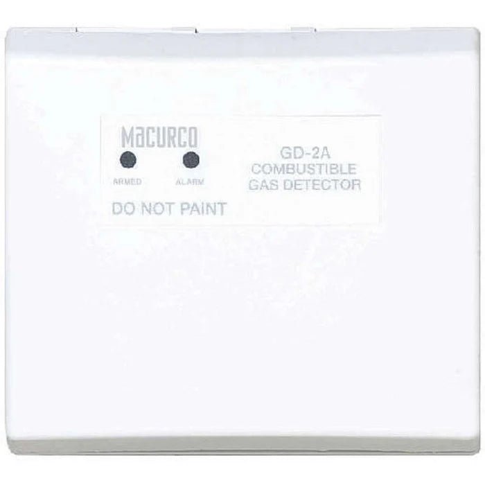 Macurco GD-2A gas detector with digital display and alarm system for indoor air quality monitoring.