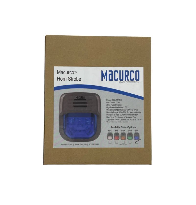 Macurco HS-B gas detector sensor with Jem Systems Canada label, mounted on a wall for indoor air quality monitoring.