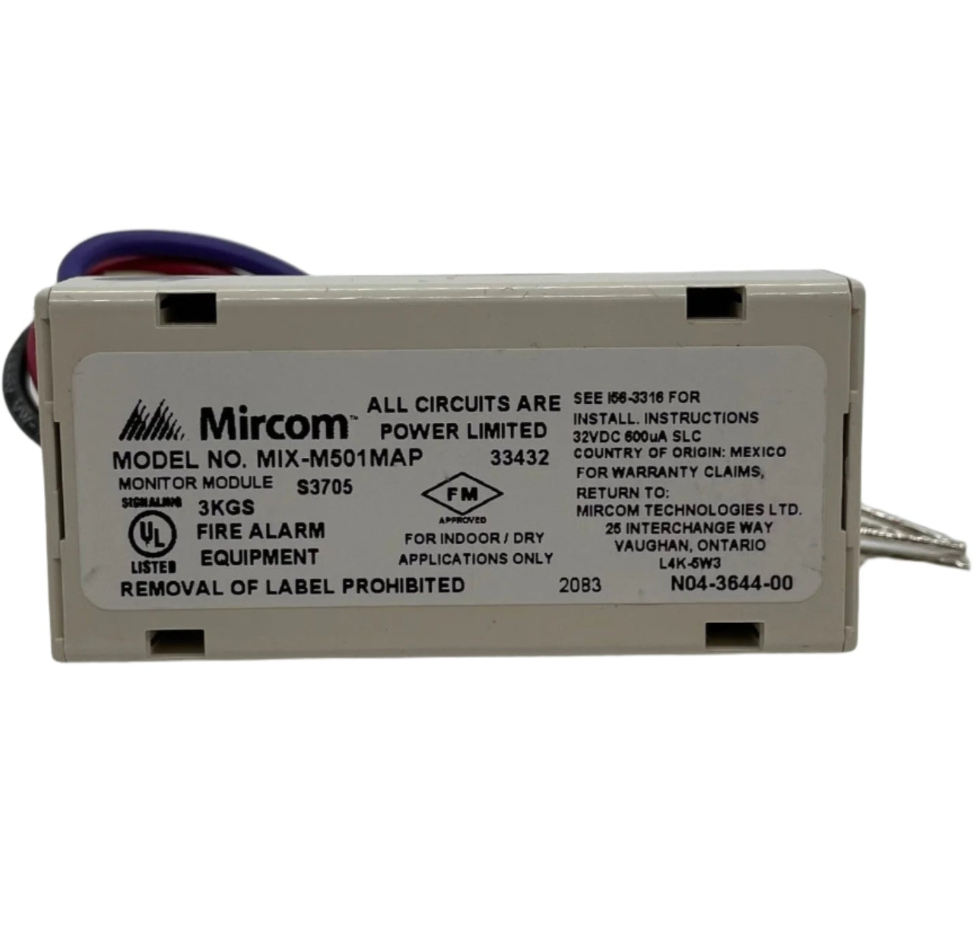 Mircom MIX-M501MAP fire alarm control panel with display and keypad, used for building safety and emergency management.
